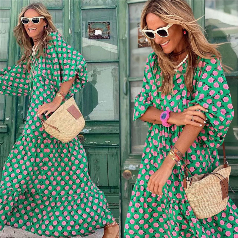 Lange Jurk Dames met Vintage Ontwerp - Bohemian