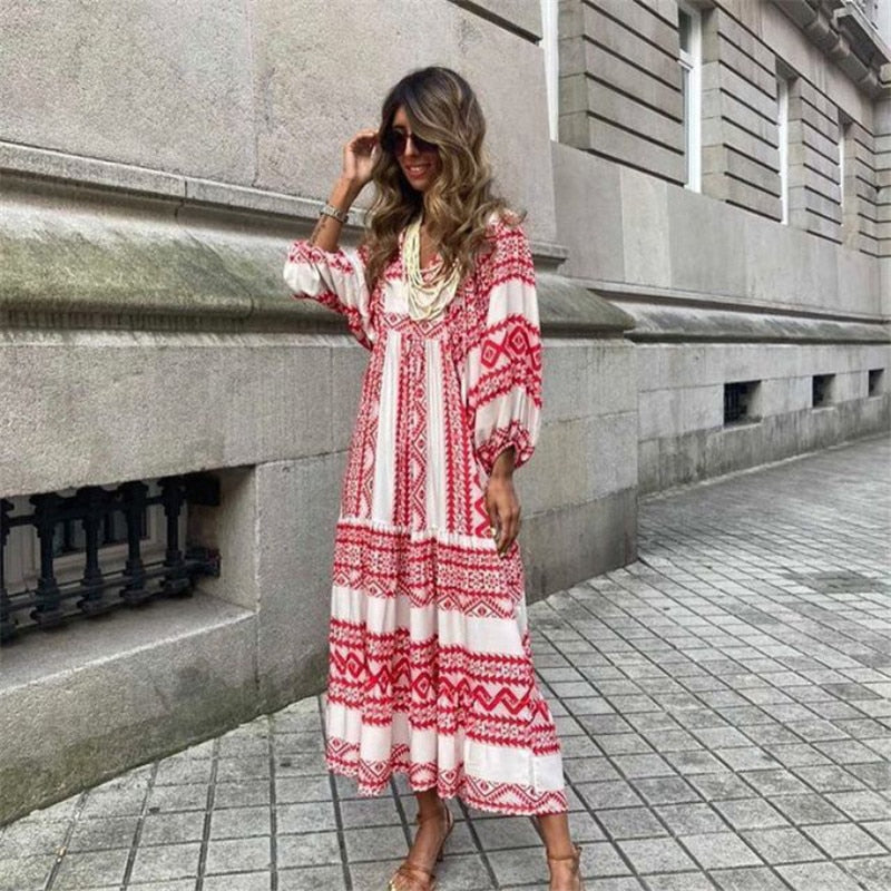 Lange Jurk Dames met Vintage Ontwerp - Bohemian