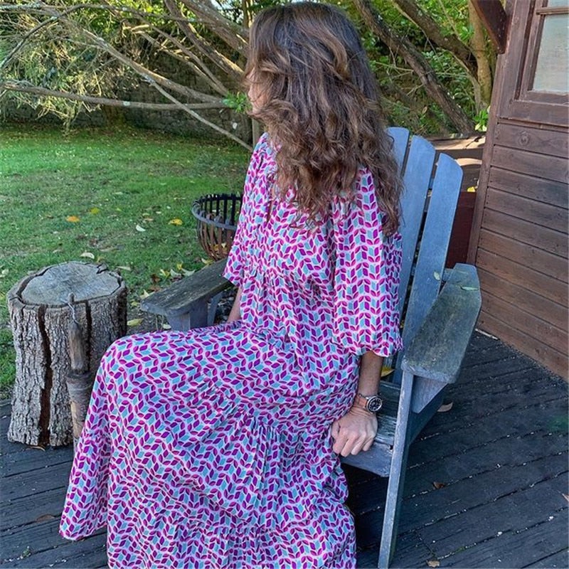 Lange Jurk Dames met Vintage Ontwerp - Bohemian